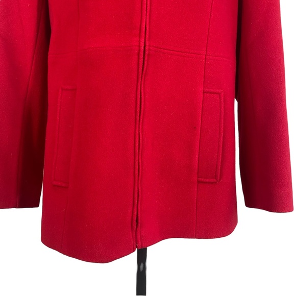 Westbound Cardinal Red 100% Wool Hooded Pea Coat - Picture 4 of 7